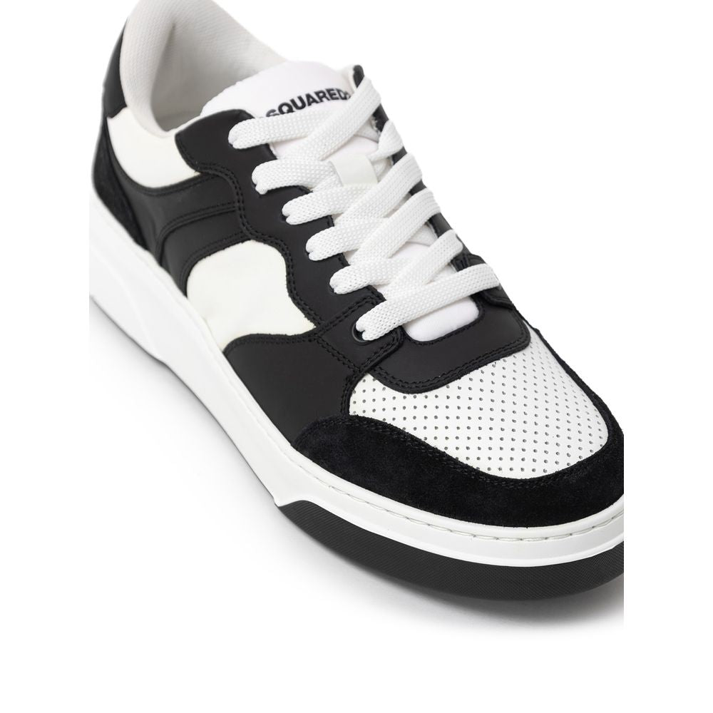 Black And White Leather Athletic Sneakers