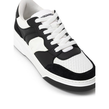 Black And White Leather Athletic Sneakers
