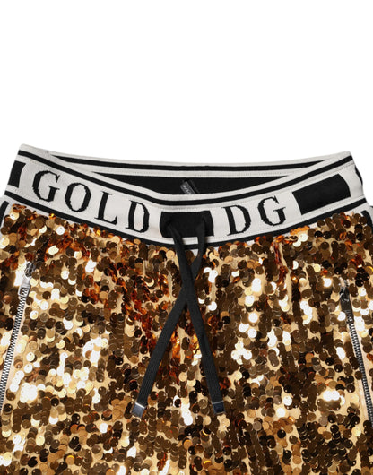 Metallic Gold DG Logo Sequined Jogger Pants