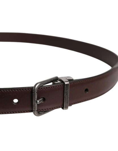 Brown Leather Silver Metal Buckle Belt