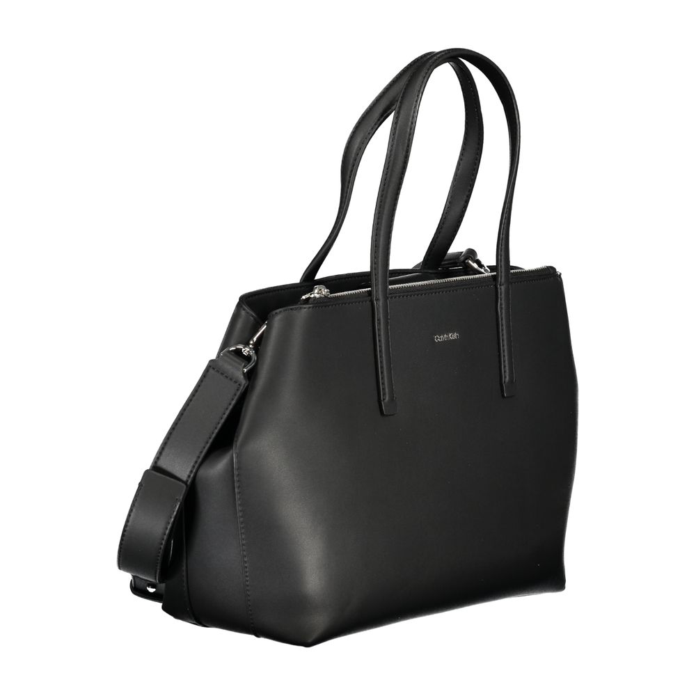 Black Polyester Women Handbag