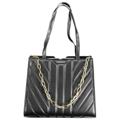 Black Polyurethane Women Handbag