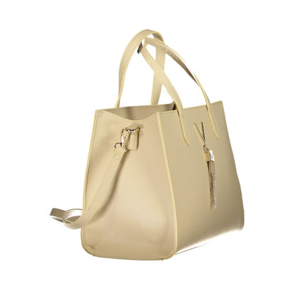 Beige Polyurethane Women Handbag