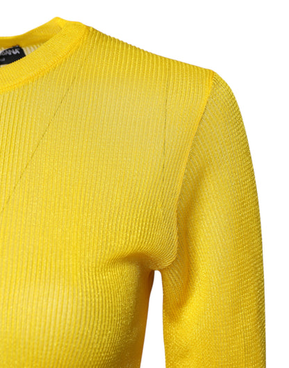 Yellow Polyester Women Pullover Top Sweater