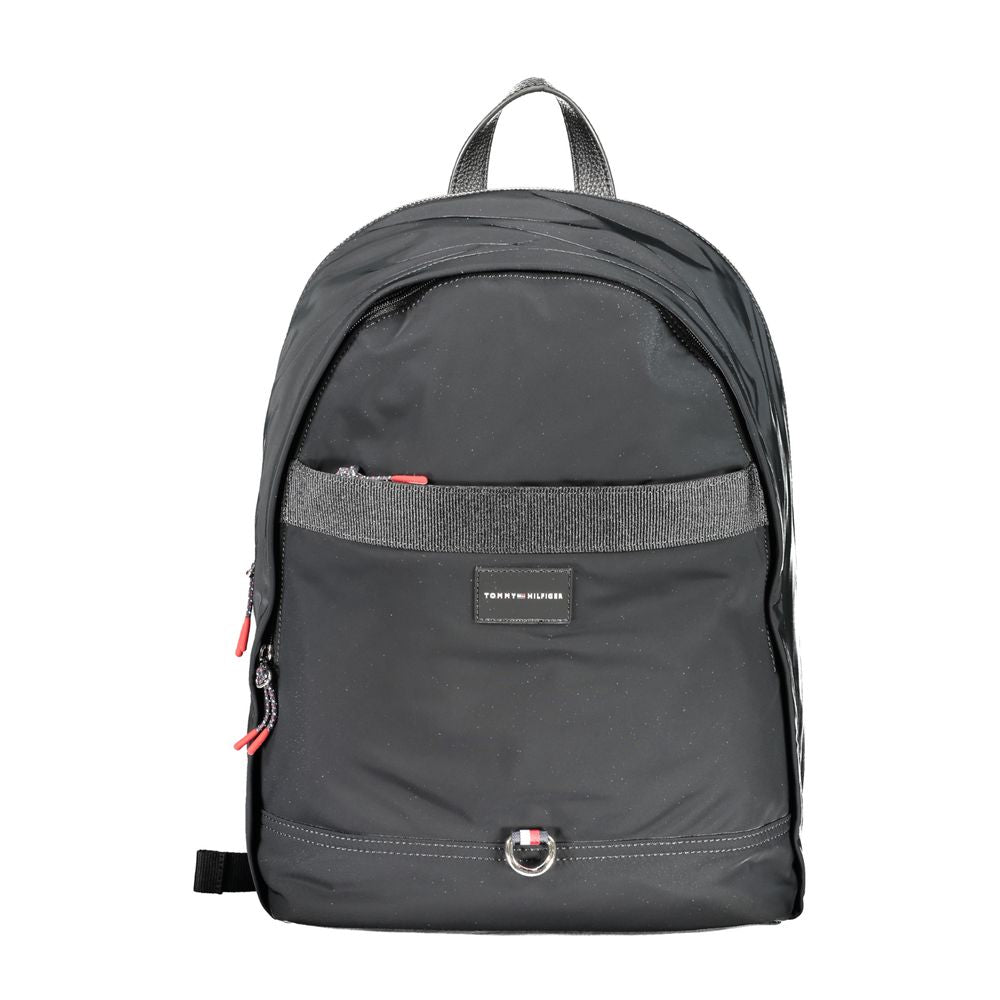 Black Polyester Men Backpack