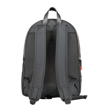 Black Polyester Men Backpack
