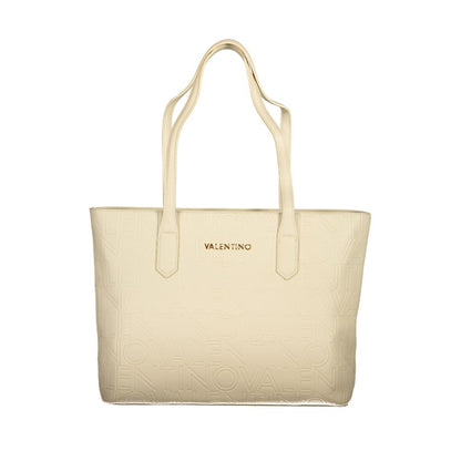 Beige Polyurethane Women Handbag