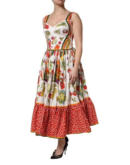 White Vegetables Sleeveless A-line Dress