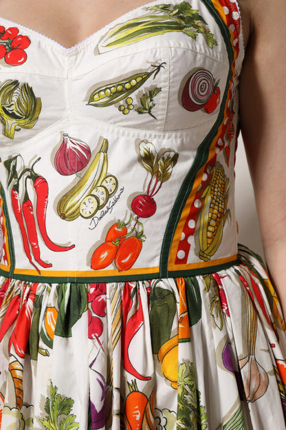 White Vegetables Sleeveless A-line Dress