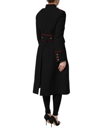 Black Wool Single Breasted Trench Coat Jacket