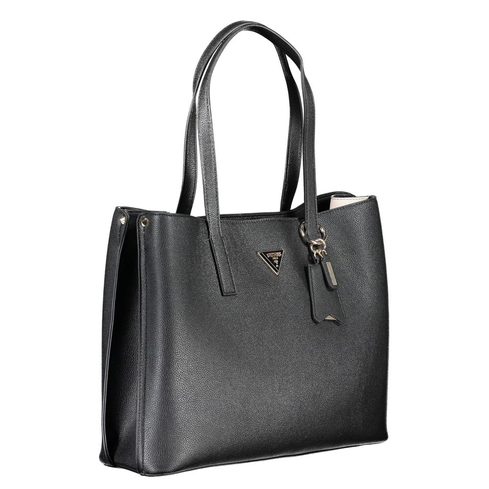 Black Polyurethane Women Handbag