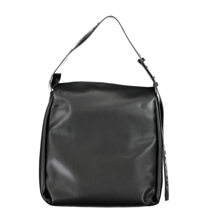 Black Polyester Women Handbag