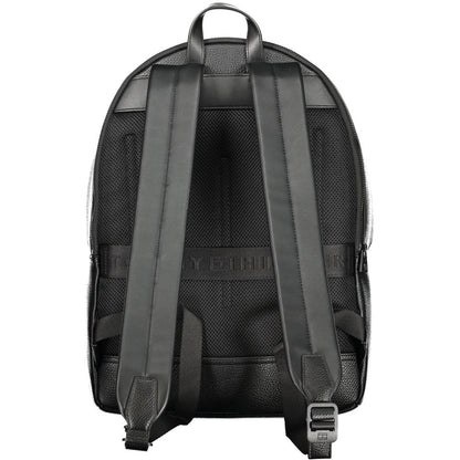 Black Polyester Men Backpack