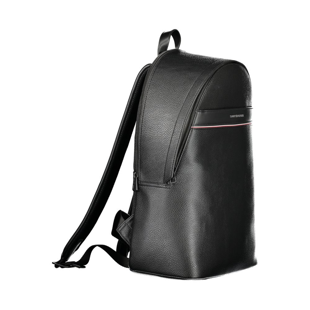 Black Polyester Men Backpack