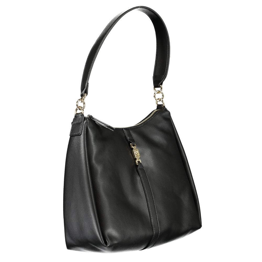 Black Polyester Women Shoulder Bag