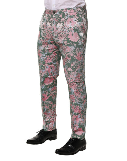 Multicolor Floral Jacquard Pants