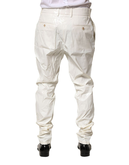 White Nylon Tapered Dress Men Pants