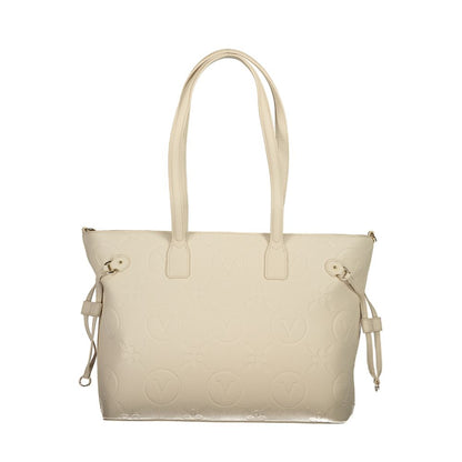 Beige Polyurethane Women's Handbag
