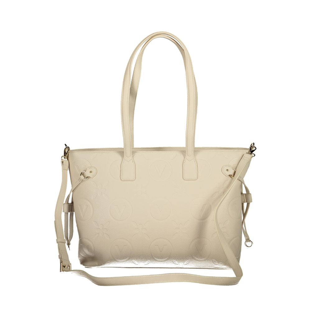Beige Polyurethane Women's Handbag