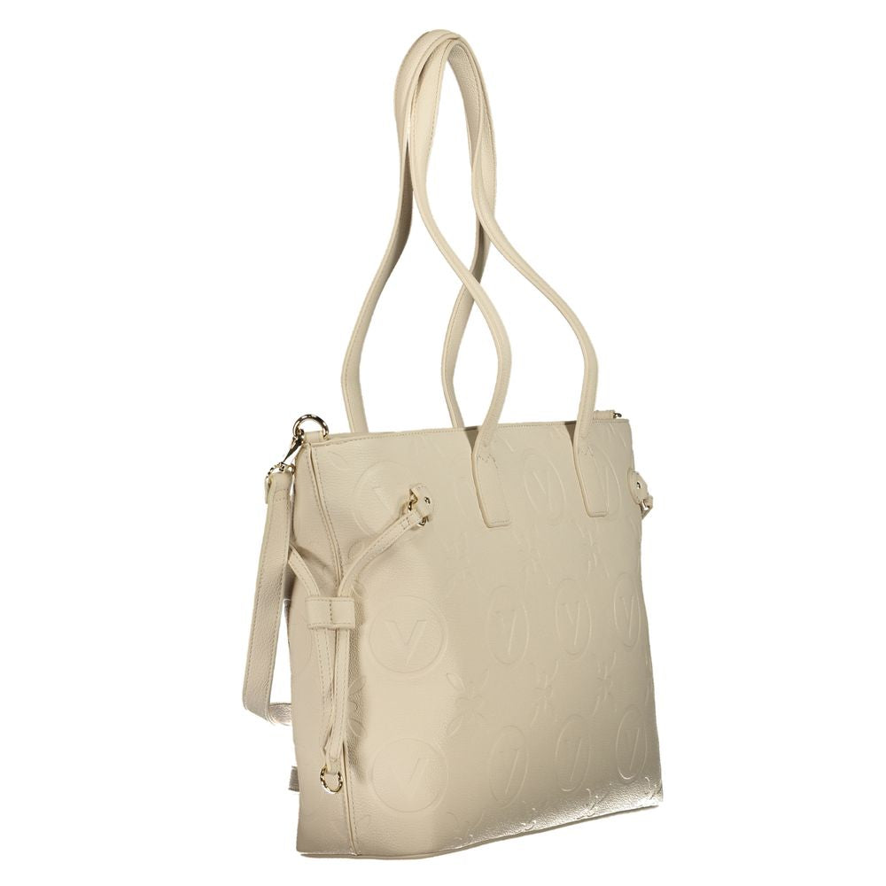Beige Polyurethane Women's Handbag