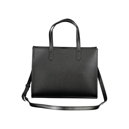 Black Polyurethane Women Handbag