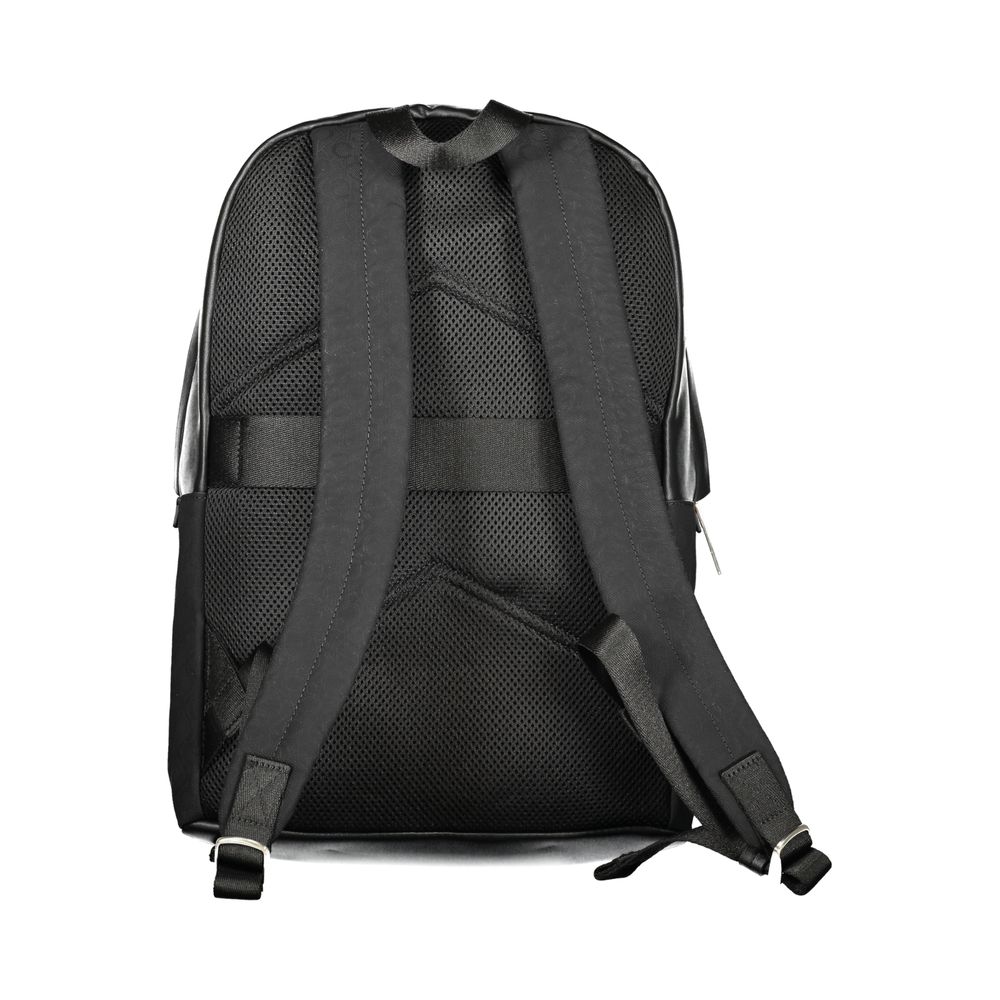 Black Polyester Men Backpack