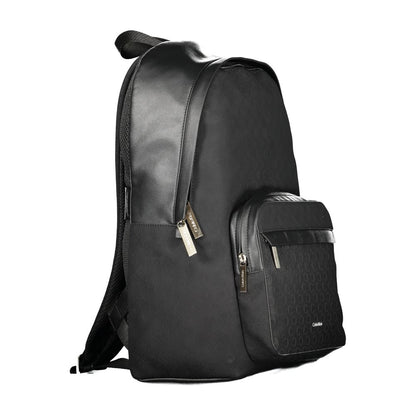 Black Polyester Men Backpack