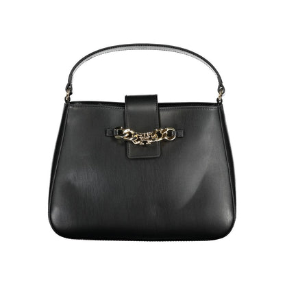 Black Polyurethane Women Handbag