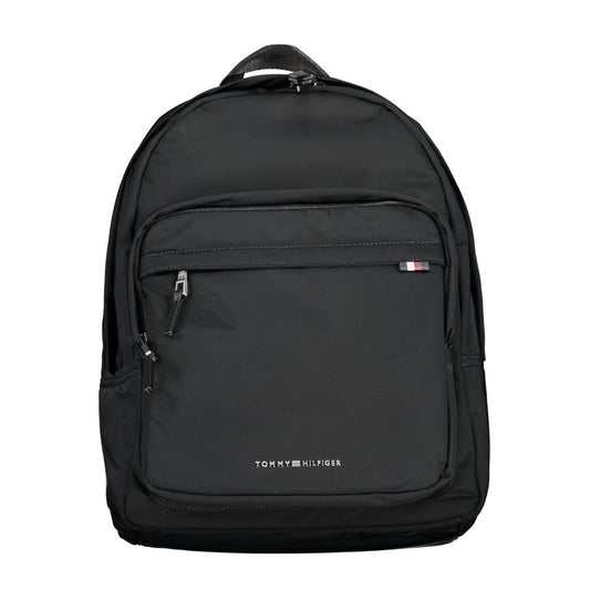 Black Polyester Men Backpack