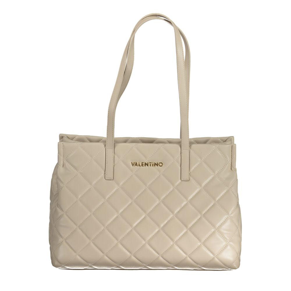 Beige Polyurethane Women Handbag