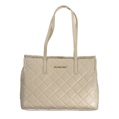 Beige Polyurethane Women Handbag