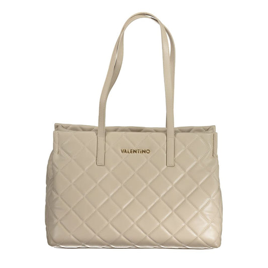 Beige Polyurethane Women Handbag