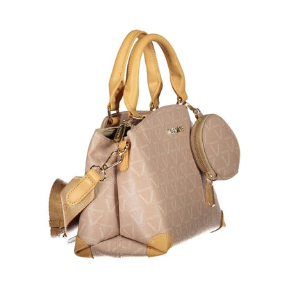 Beige Polyurethane Women Handbag
