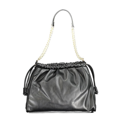 Black Polyurethane Women Shoulder Bag