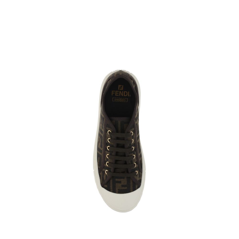 Brown Polyamide Low Top Sneakers