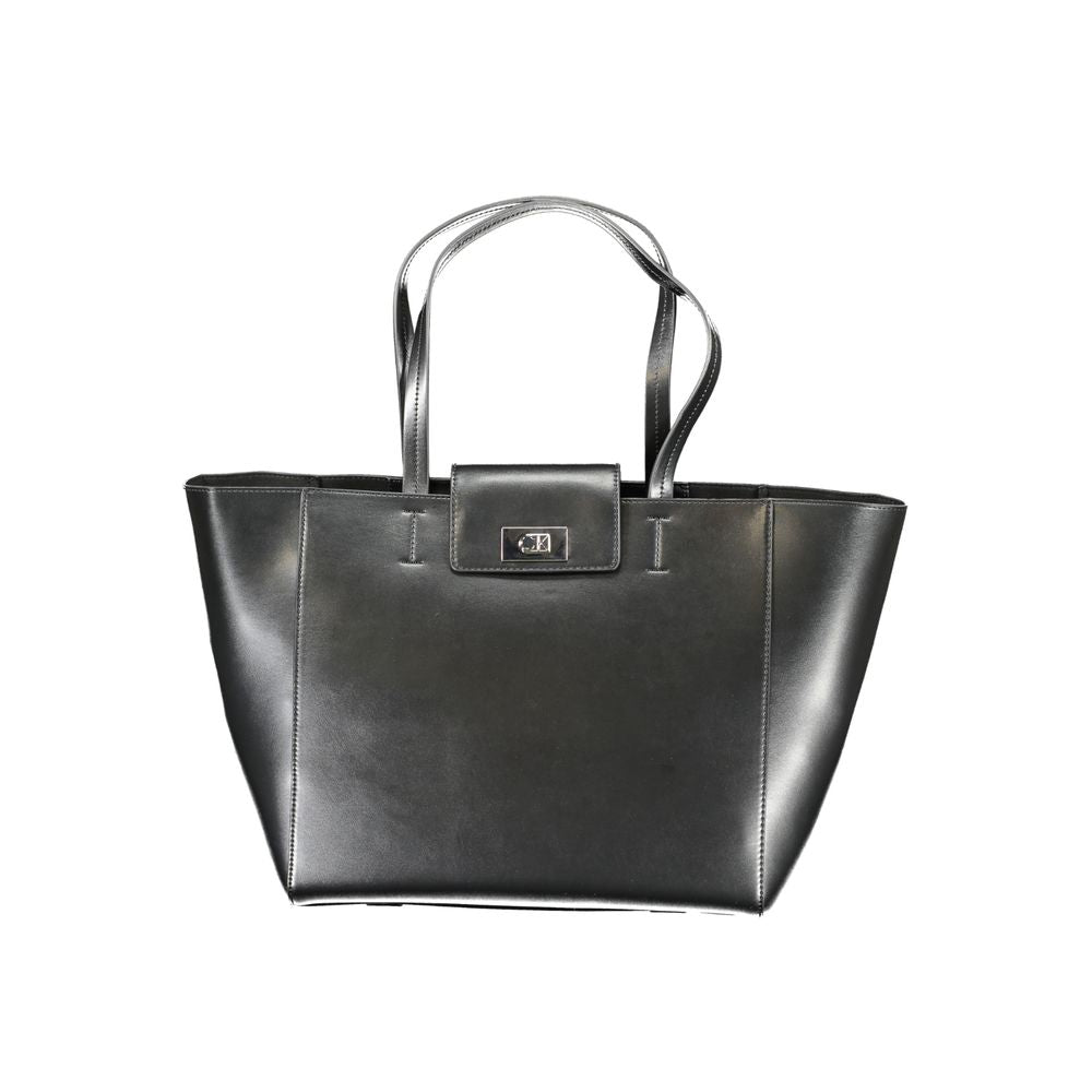 Black Polyester Women Handbag