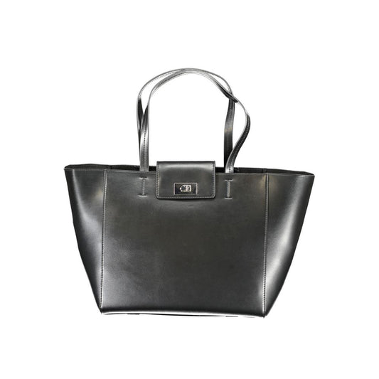 Black Polyester Women Handbag