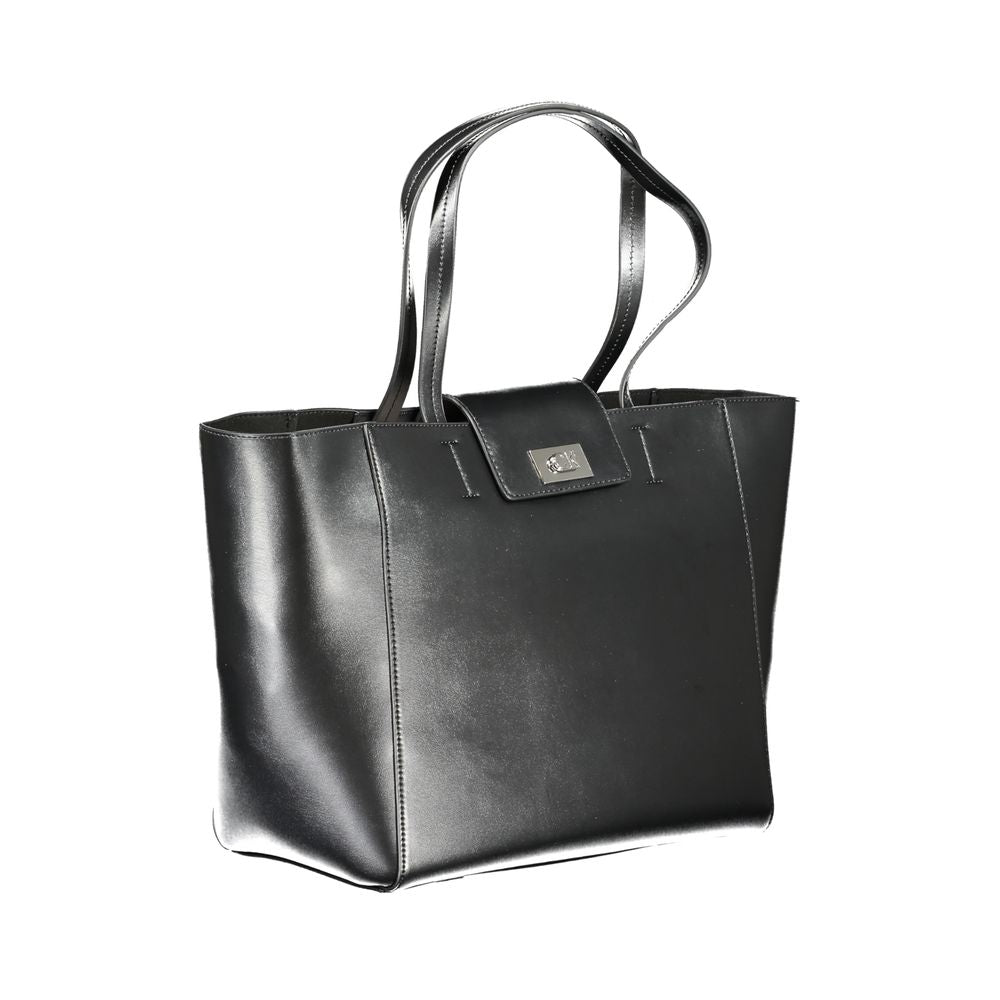 Black Polyester Women Handbag