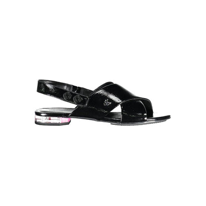 Black Leather Women Sandal