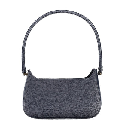 Blue Polyurethane Women Handbag