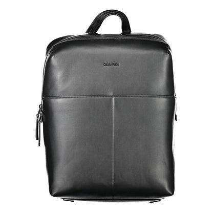 Black Polyurethane Men Backpack