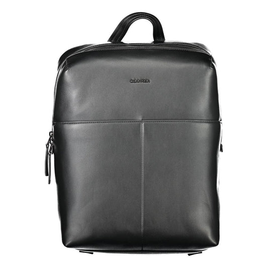 Black Polyurethane Men Backpack