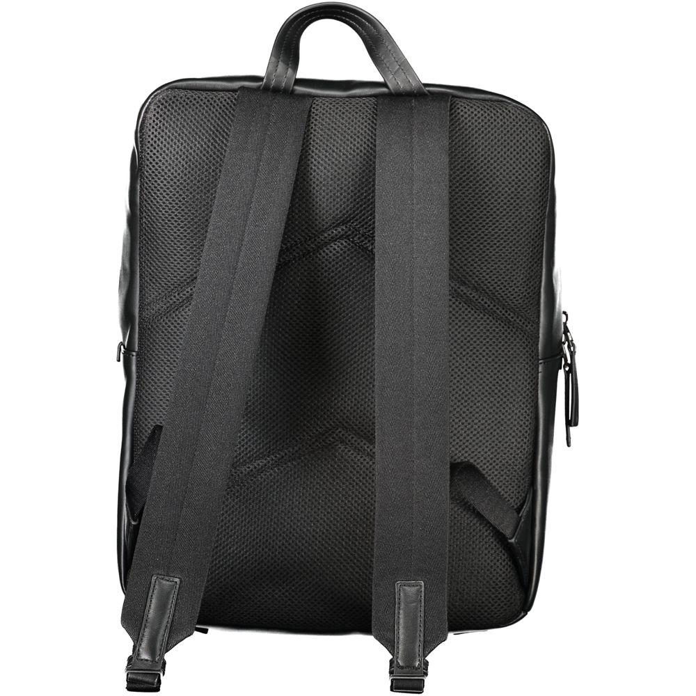 Black Polyurethane Men Backpack