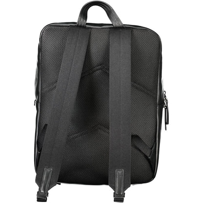 Black Polyurethane Men Backpack
