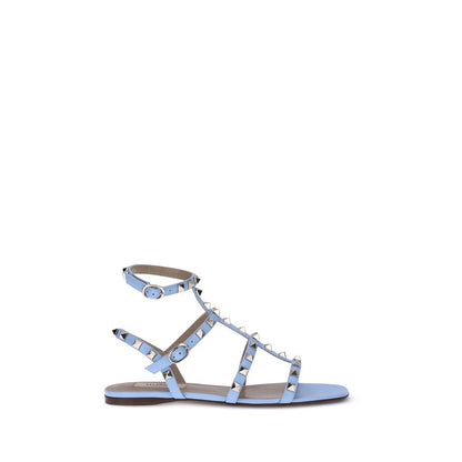 Light Blue Calf Leather Bos Taurus Flat Sandals