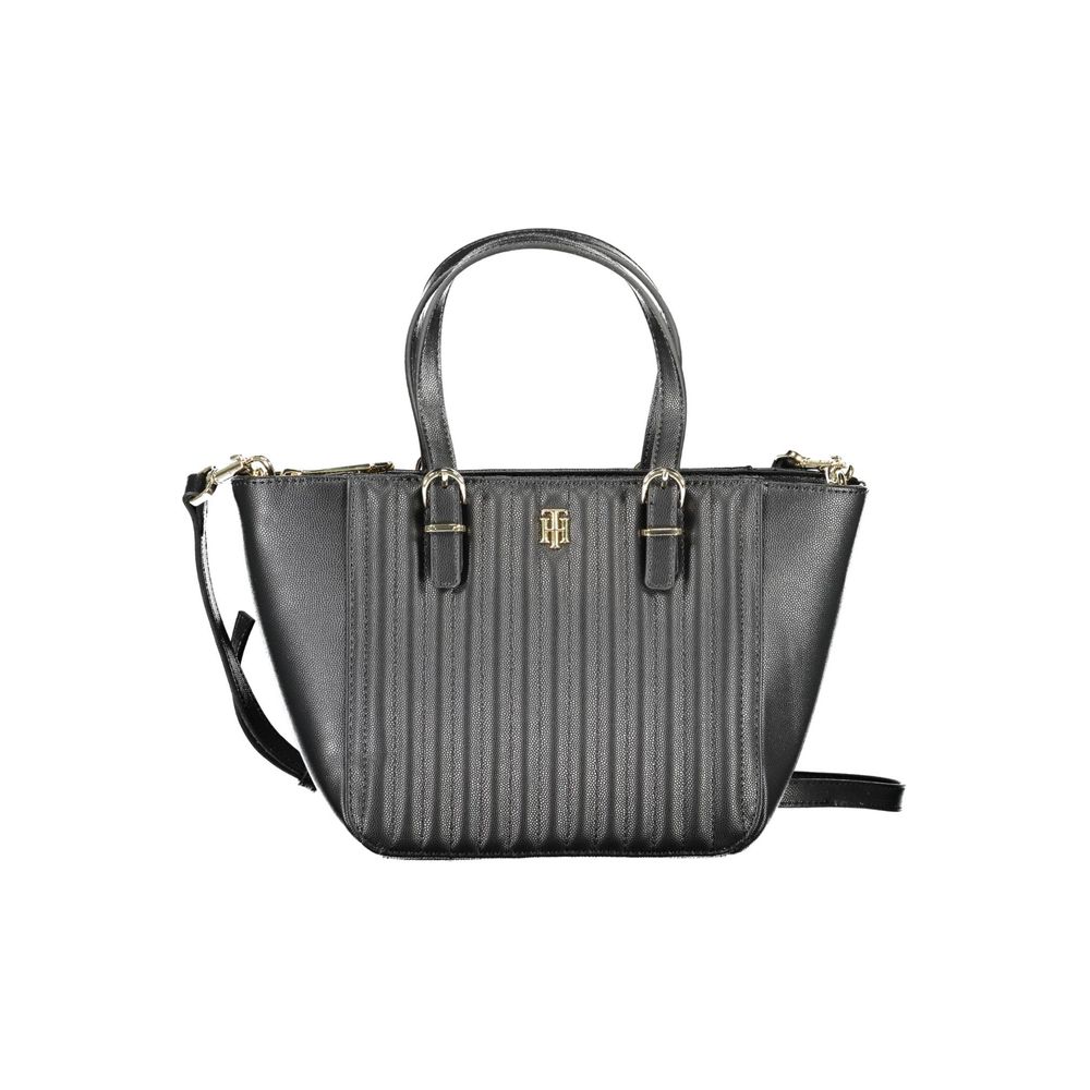 Black Polyurethane Women Handbag