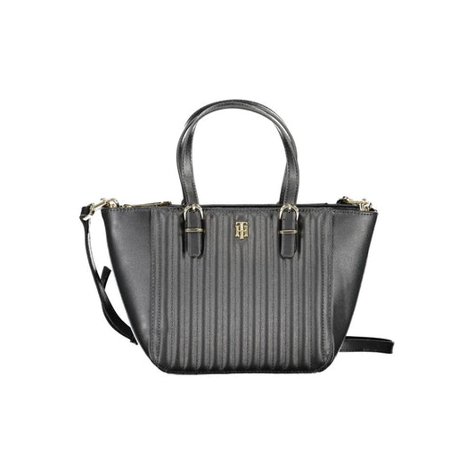 Black Polyurethane Women Handbag