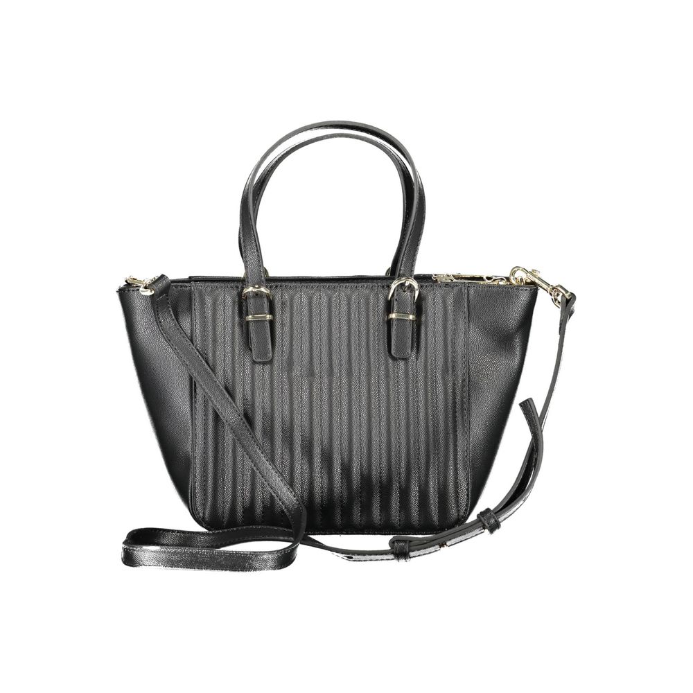 Black Polyurethane Women Handbag