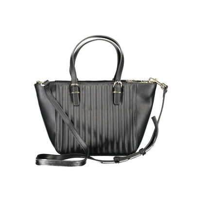 Black Polyurethane Women Handbag