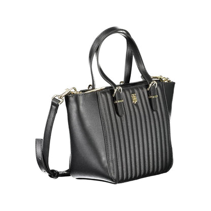 Black Polyurethane Women Handbag